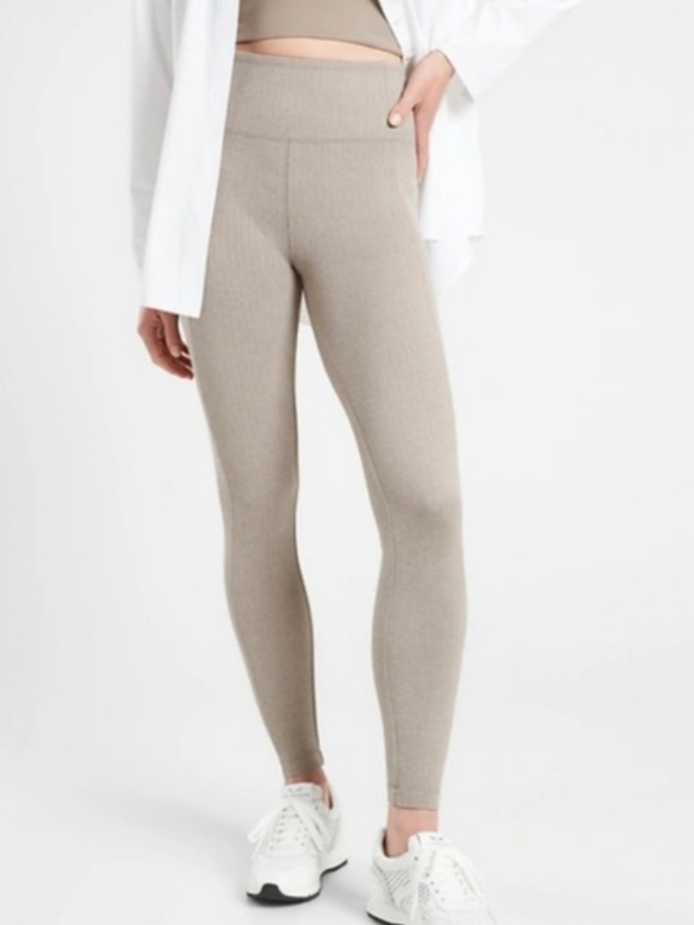 Athleta Delancey Skyline Herringbone Tight Cream Medium